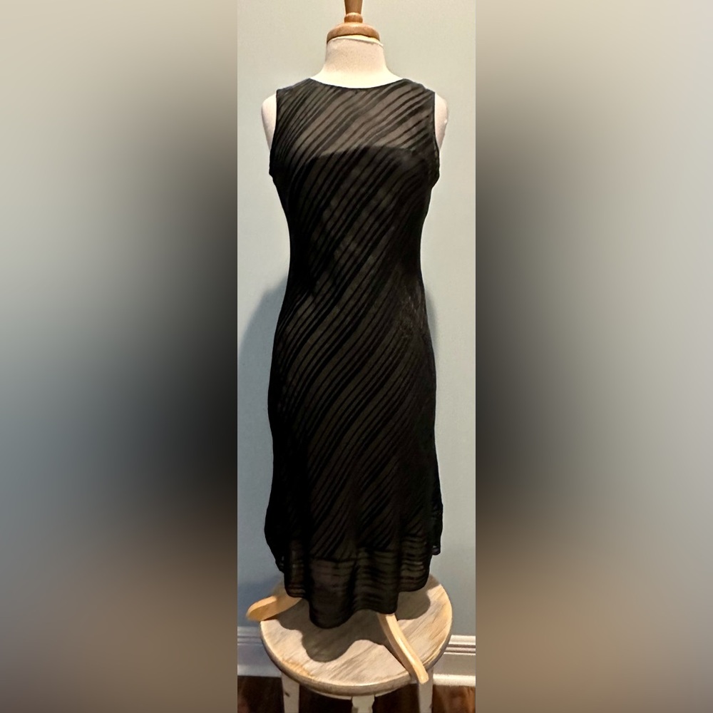 J Jill 100% Silk  Black horizontal stripes detail Dress Size 6
